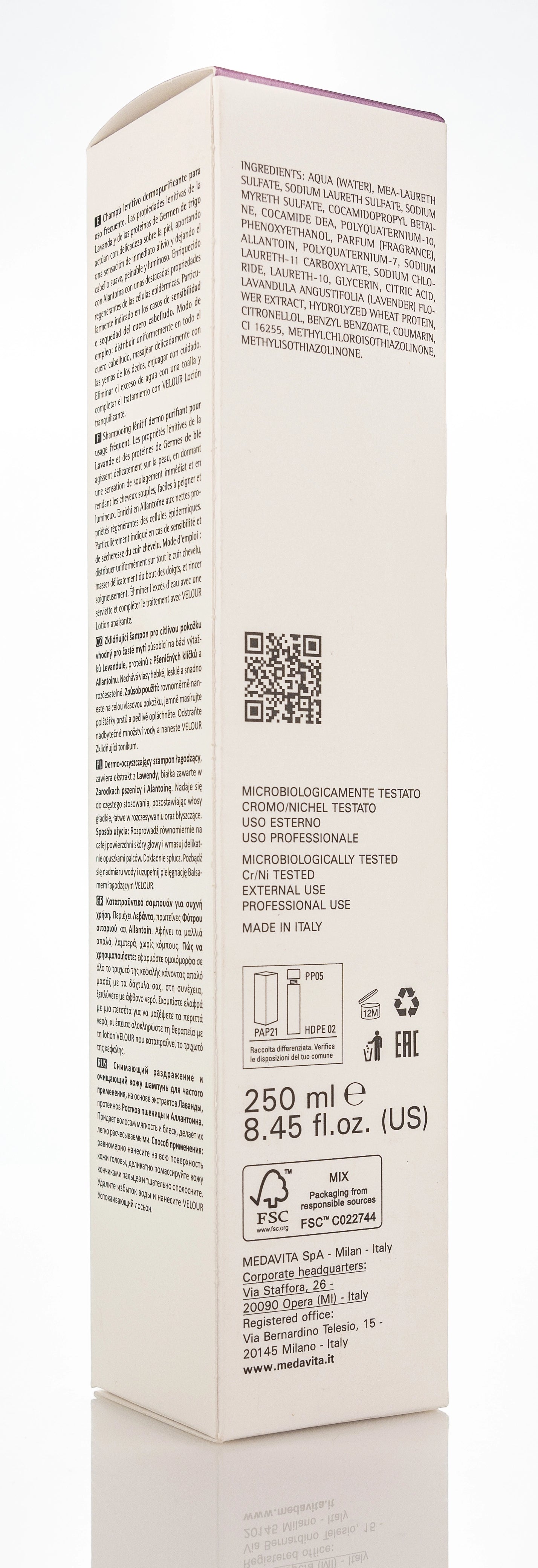 Medavita Velour Soothing shampoo 250 Ml