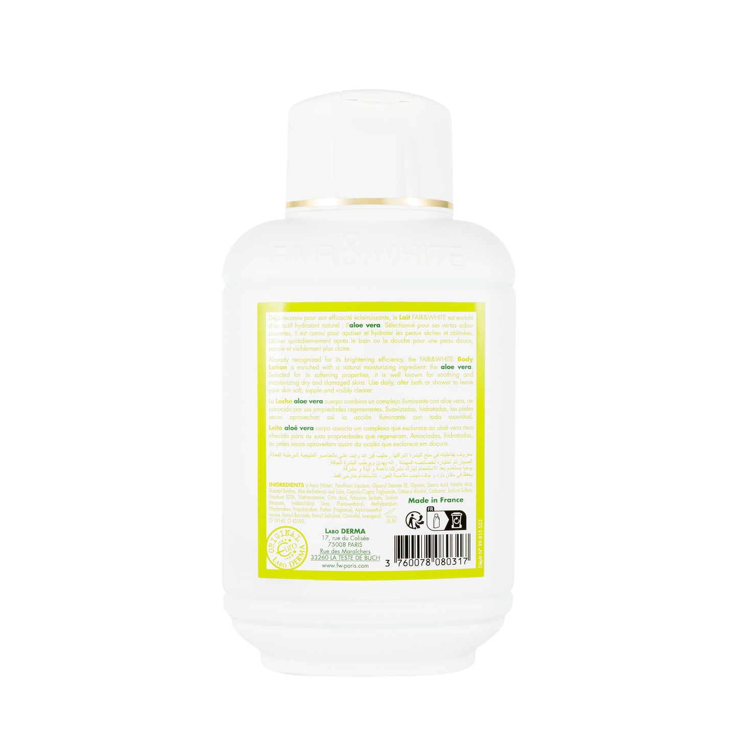 Fair And White Lait Aloe Vera Brightening and Moisturizing Body Lotion 485 Ml