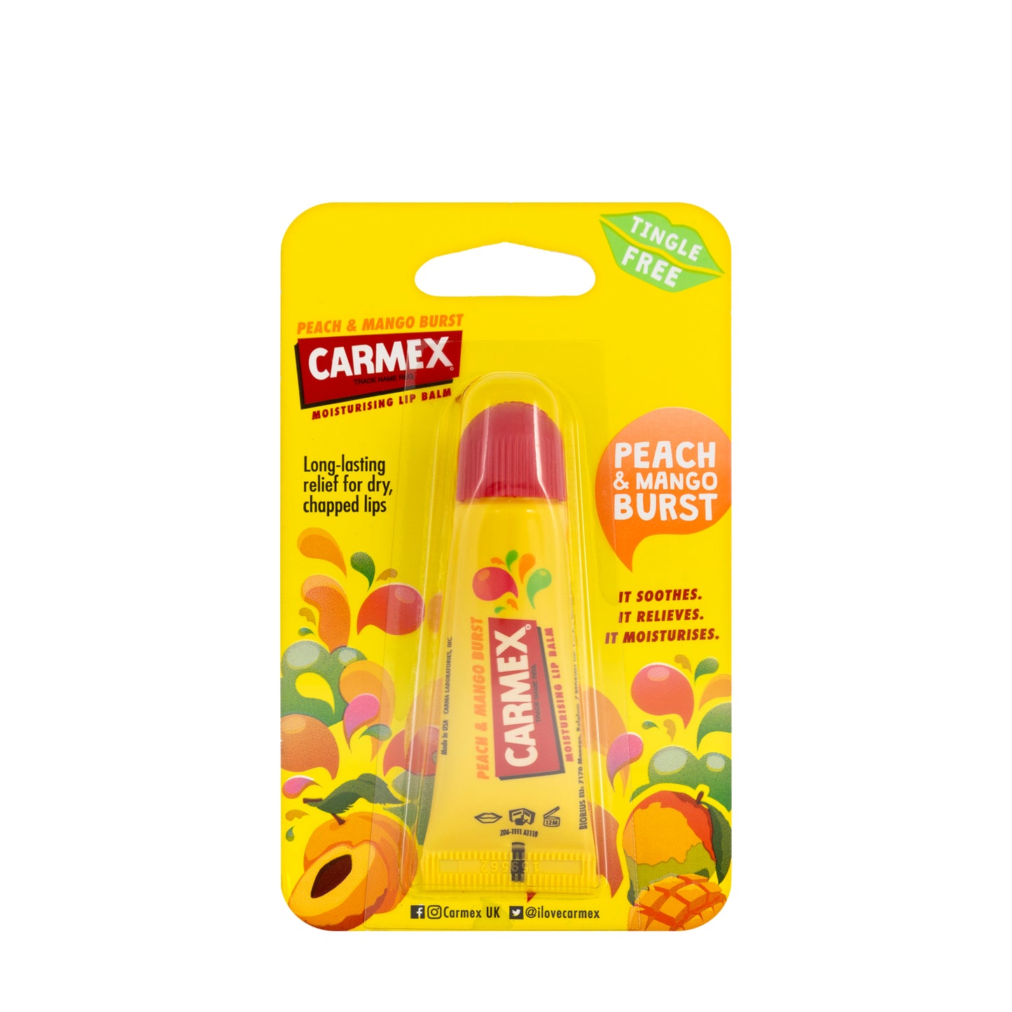 Carmex Peach & Mango Burst Moisturizing Lip Balm 10 Gm