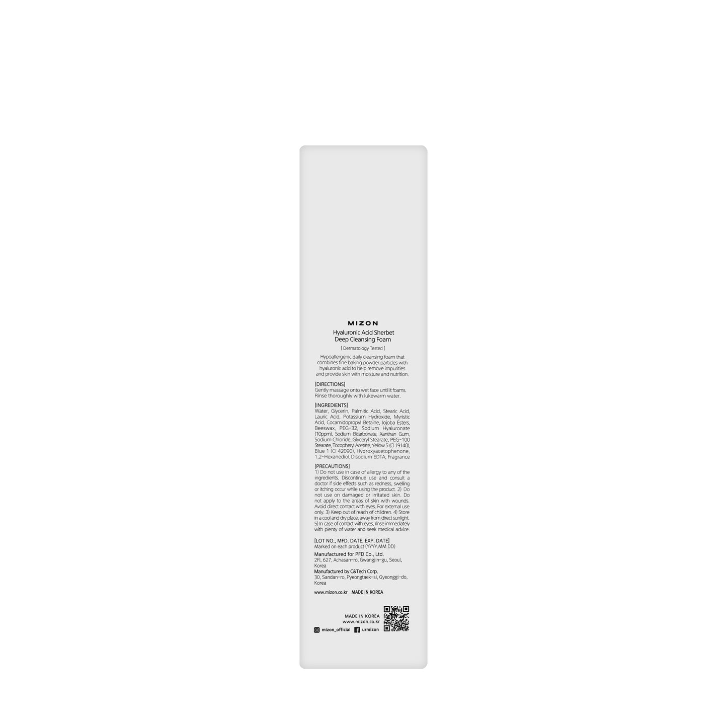 Mizon Hyaluronic Acid  Deep Cleansing Foam 150 Ml