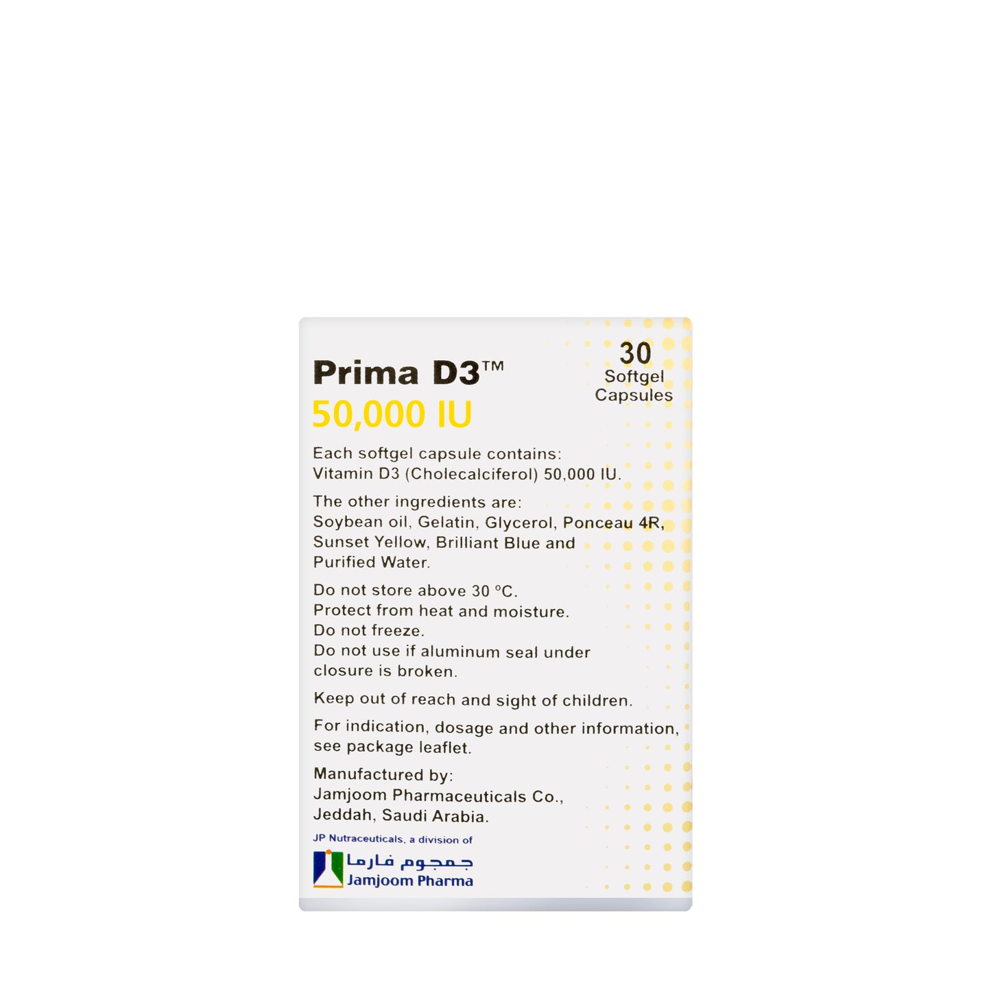Prima Vitamin D3 50000 IU 30 Capsules