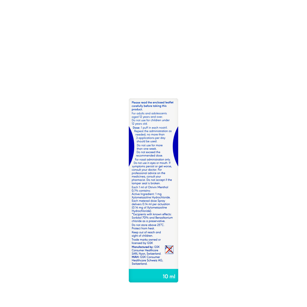 Otrivin 0.1% Menthol Spray 10Ml