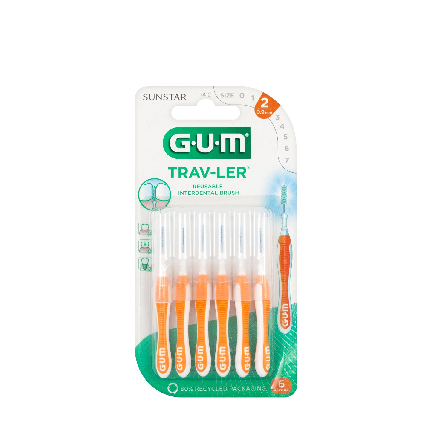 Gum Travler Intradental brush 0.9 mm-Orange [1412 ]