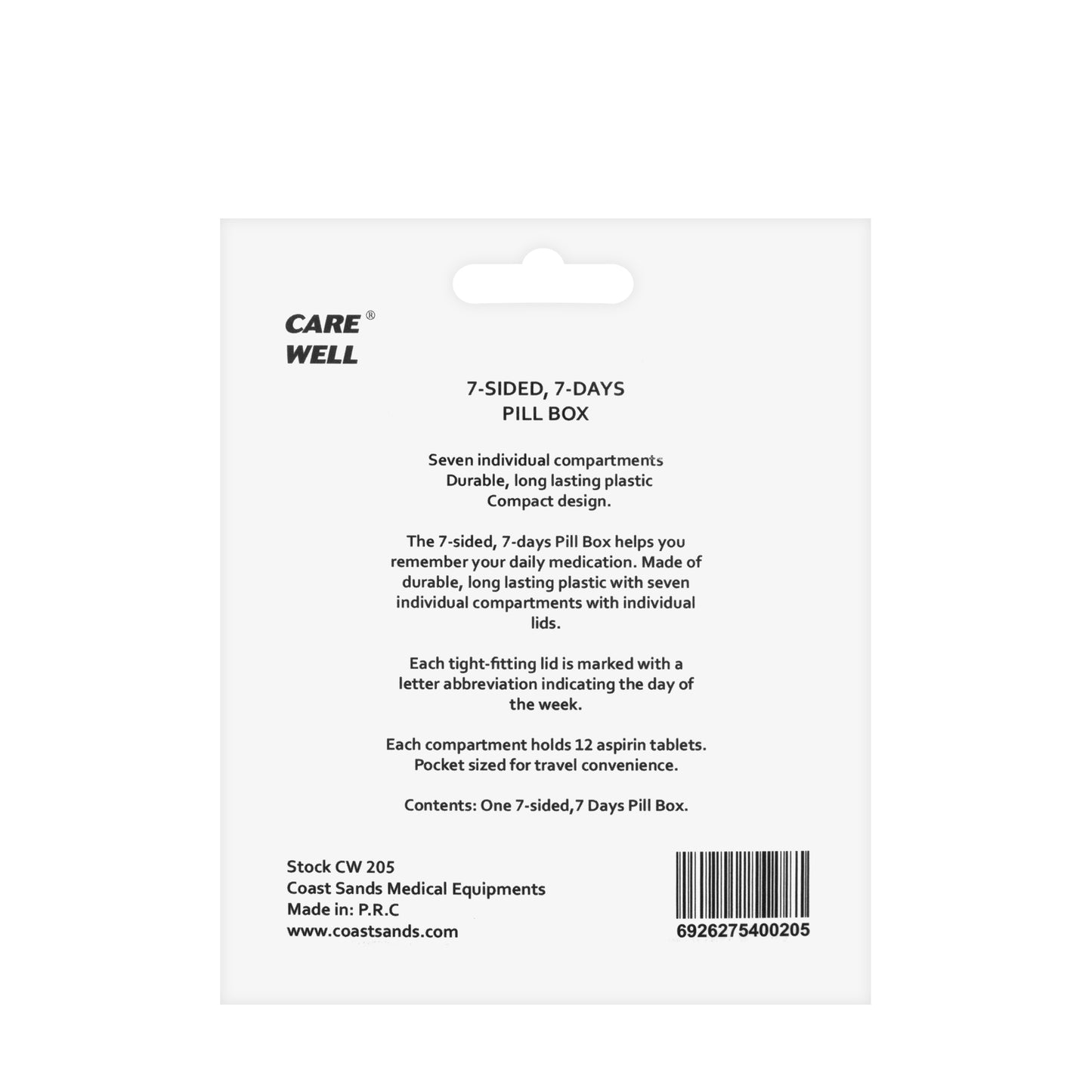 Care Well 7 Sided 7 Days Pill Box [205]