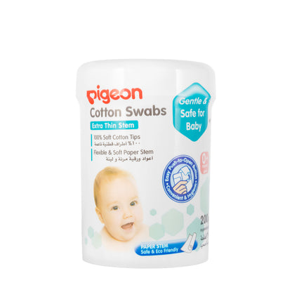 Pigeon Cotton Swabs Extra Thin Stem 0+M 200 pieces [8751]