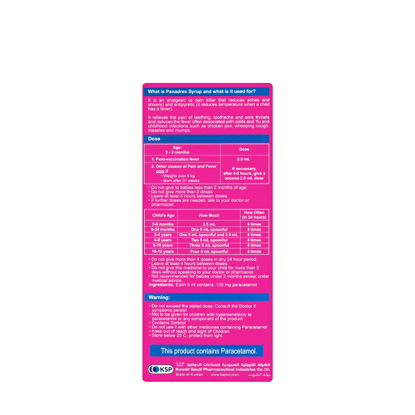 Panadrex Suspension 120Mg 100Ml