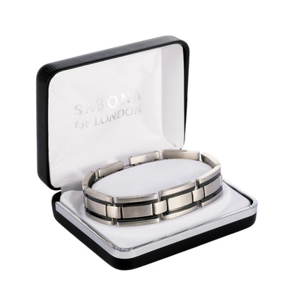 Sabona 353 Executive Stainless/Rubber Magnetic Bracelet [Large]