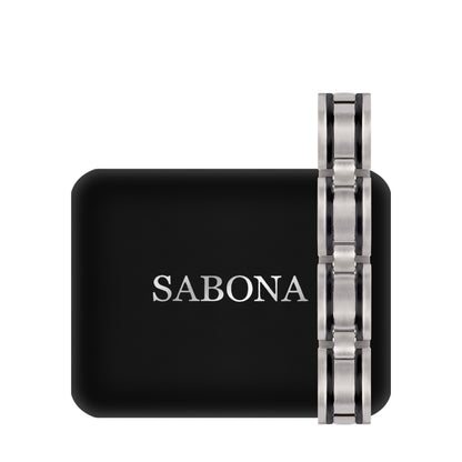 Sabona 353 Executive Stainless/Rubber Magnetic Bracelet [Large]