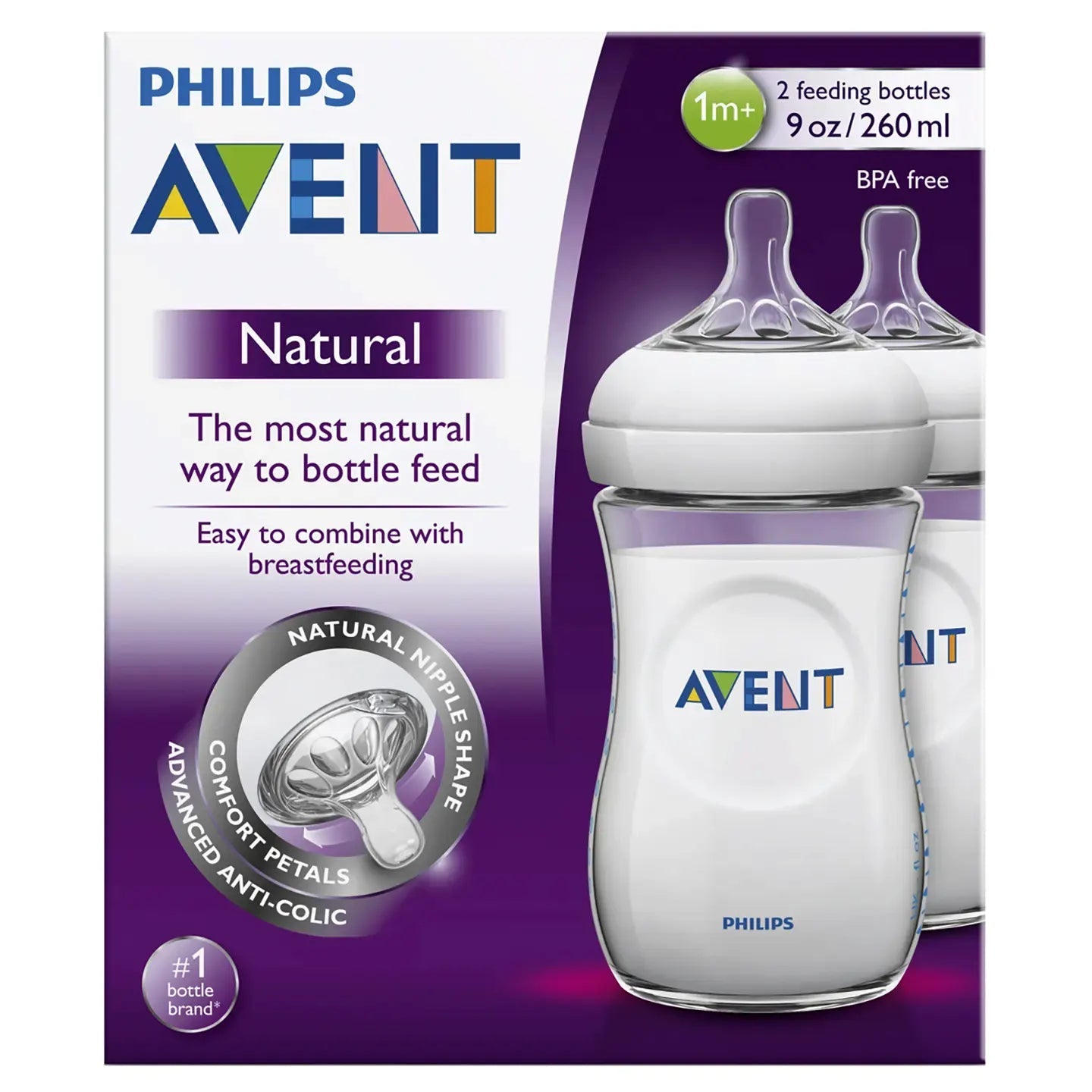 Avent [035] Natural Response Bottle [Blue] 260 ML  2 Pieces