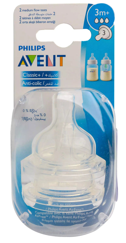 Avent [870] Classic+ Teats 1M+ 2 Holes  2 Pieces