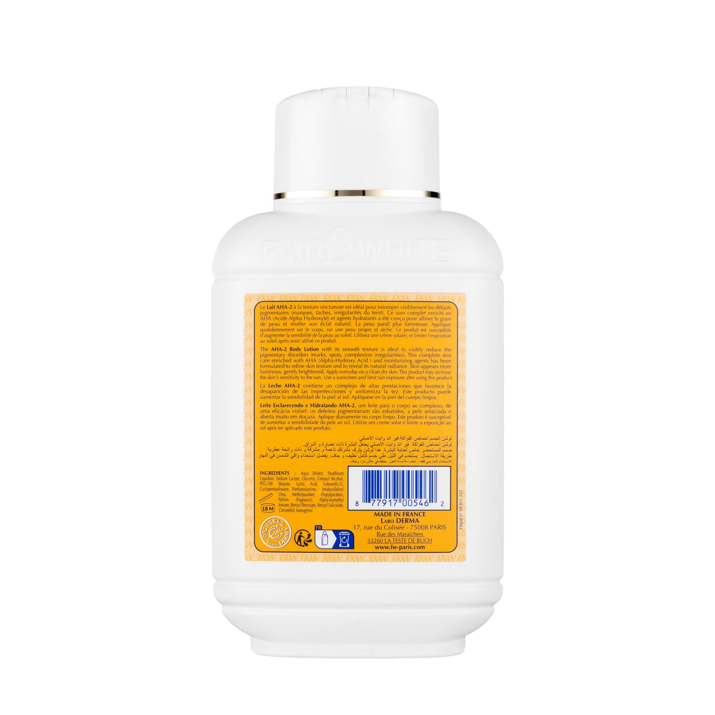 Fair And White AHA-2 Brightening And Moisturizing Body Lotion 485 Ml