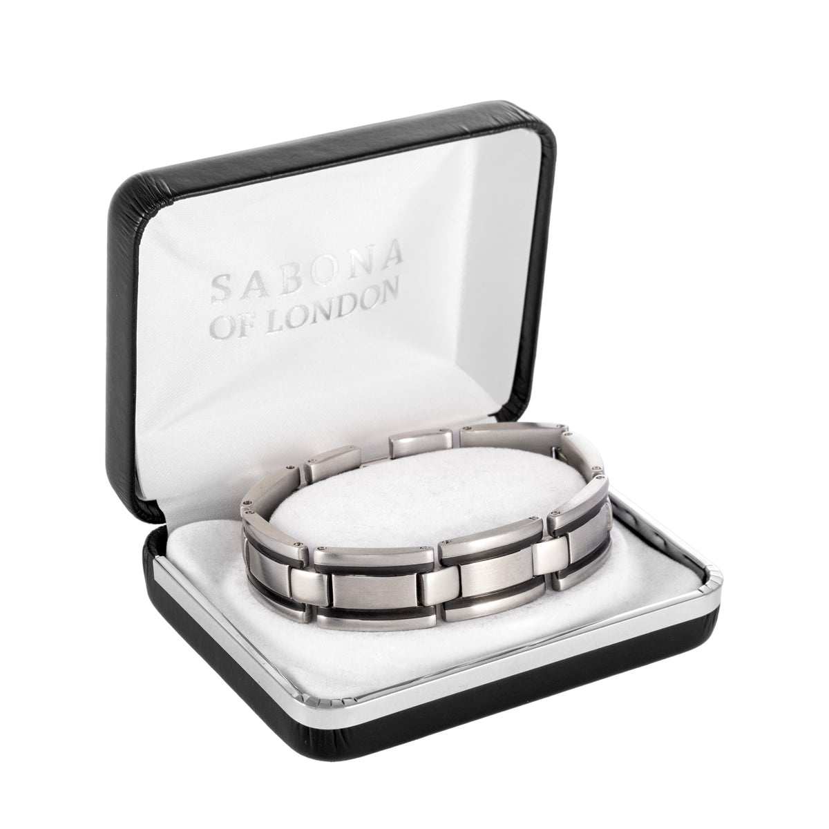 Sabona 353 Executive Stainless/Rubber Magnetic Bracelet [Medium]