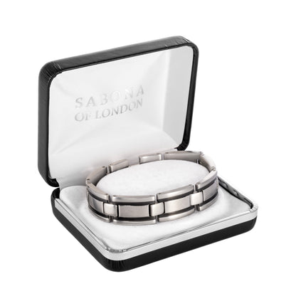 Sabona 353 Executive Stainless/Rubber Magnetic Bracelet [Medium]