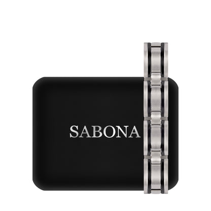 Sabona 353 Executive Stainless/Rubber Magnetic Bracelet [Medium]