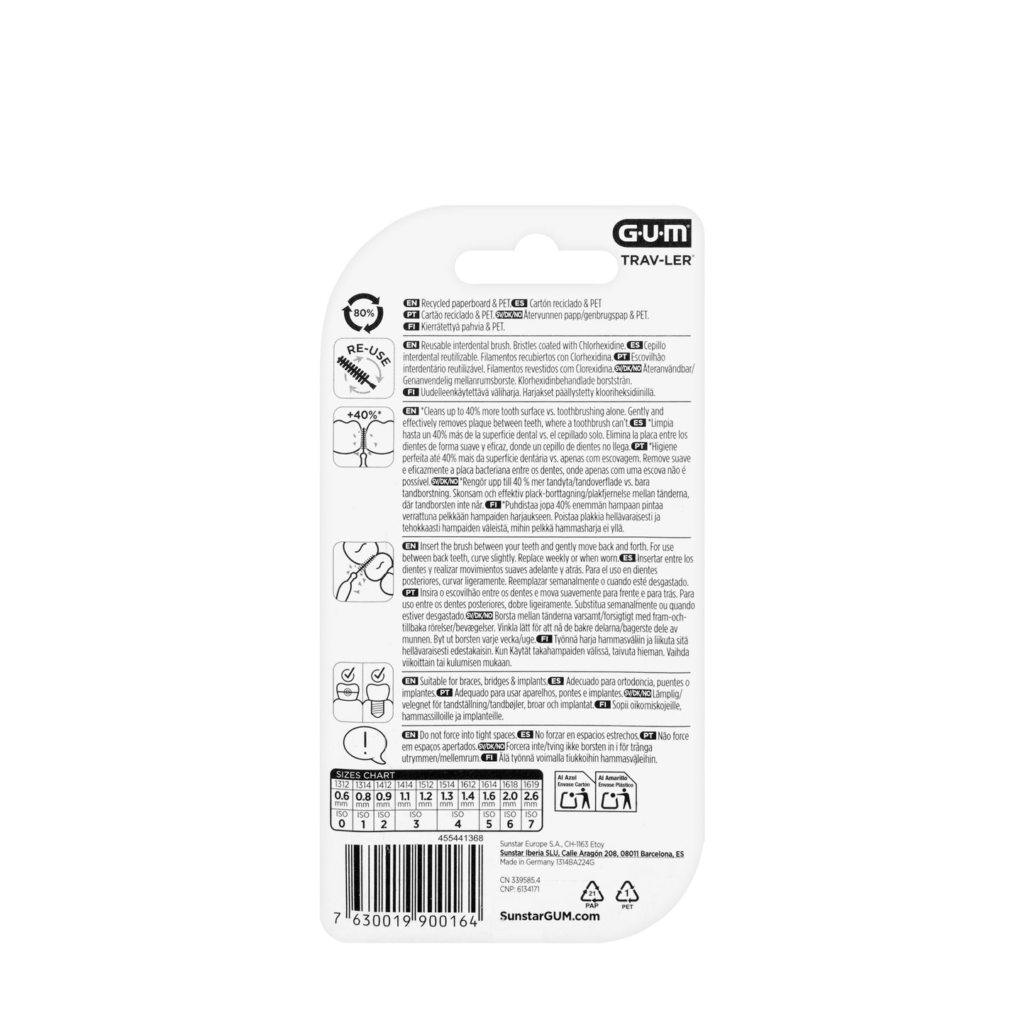 Gum TravLer 0.8 mm 6 Intradental Brushes [1314] [Red]