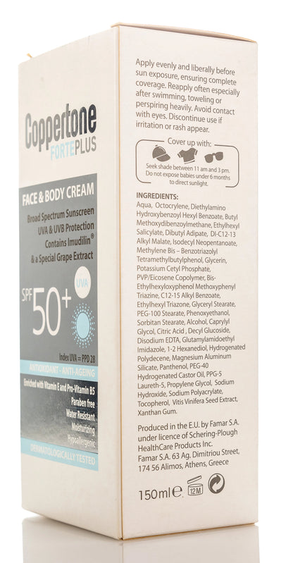 Coppertone FORTEPLUS SPF 50+ Face & Body Cream 150 Ml