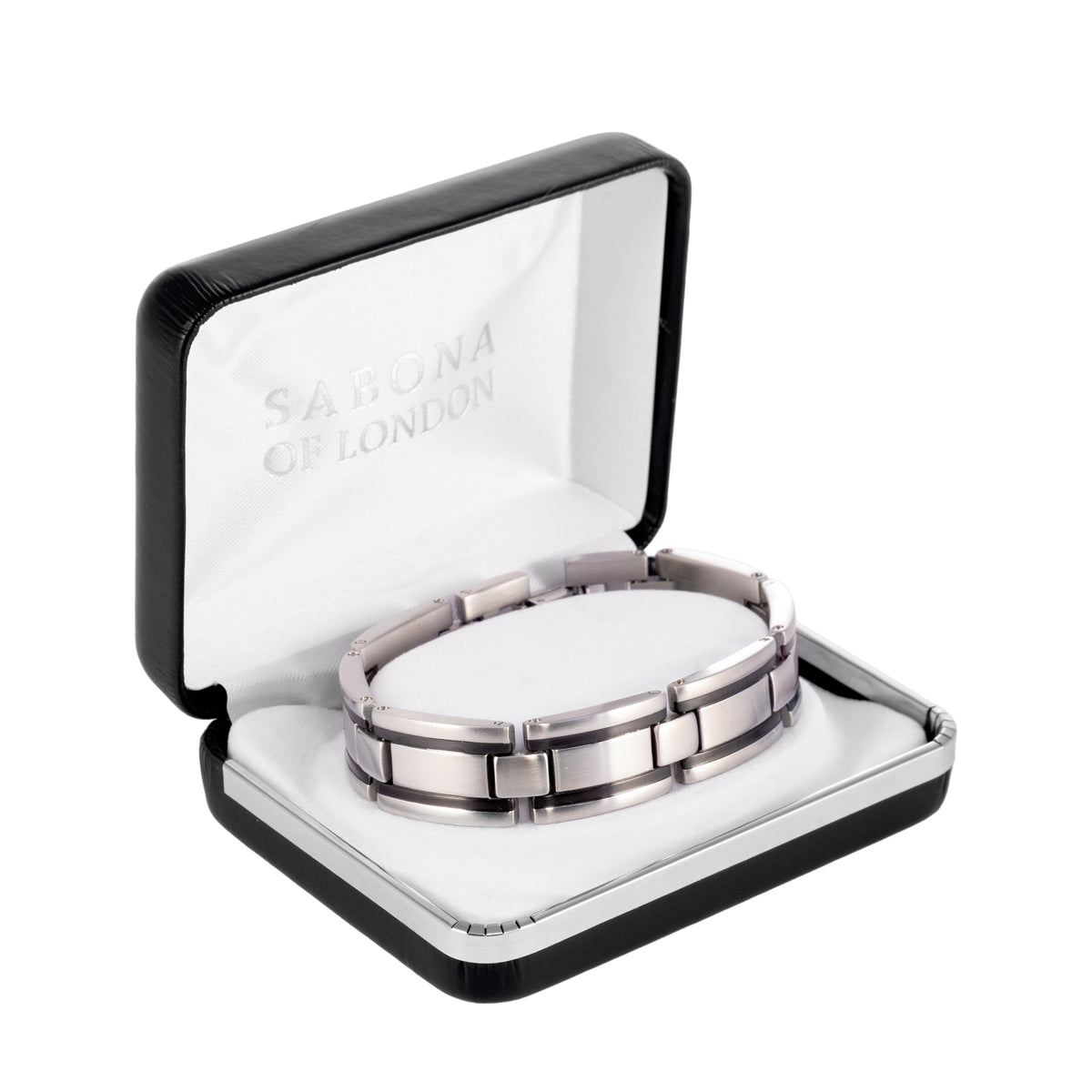 Sabona 351 Executive Stainless Black Magnetic Bracelet [Medium]