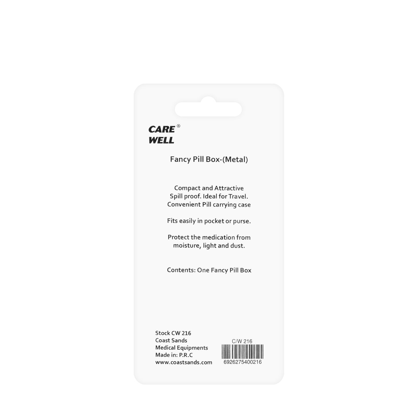 Care Well Fancy Metal Pill Box 1 Pairs [216]
