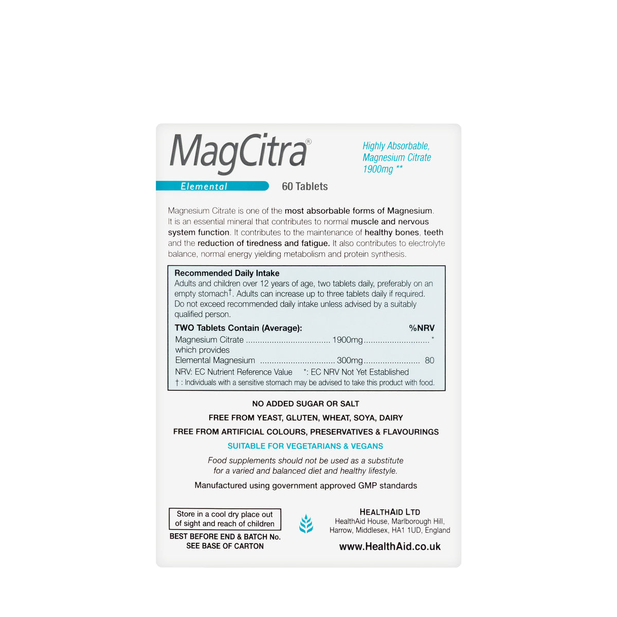Health Aid Magcitra Elemental 60 Tablet