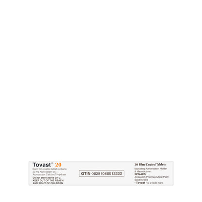 Tovast 20Mg 30 Tablets