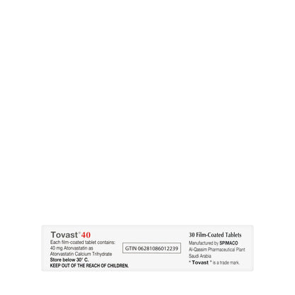 Tovast 40Mg 30 Tablets