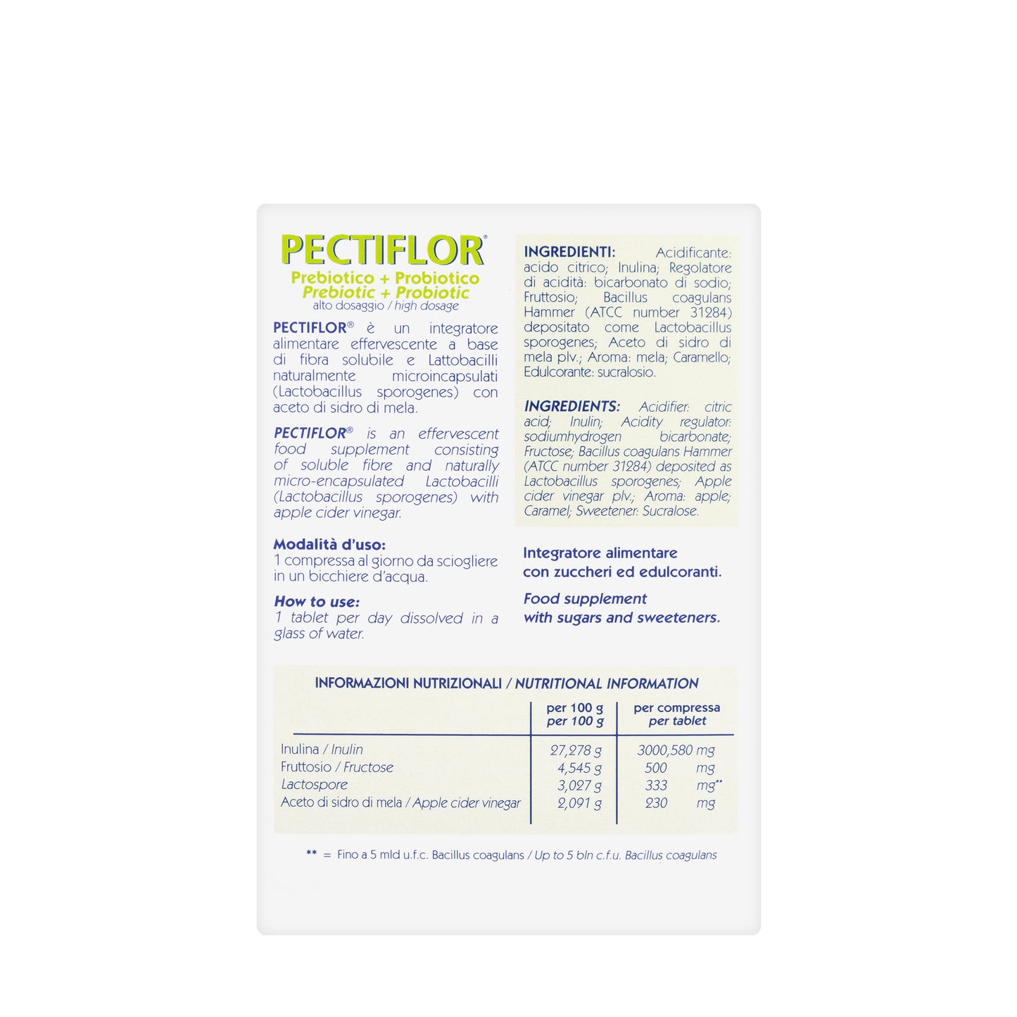 Pectiflor Prebiotic+Probiotic 20 Effervescent Tablets