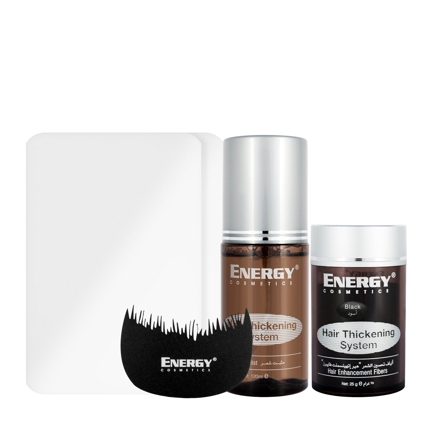 Energy Cosmetics Hair Thickening System (Black) - 25 g Fibers + 120 Ml Hair Mist