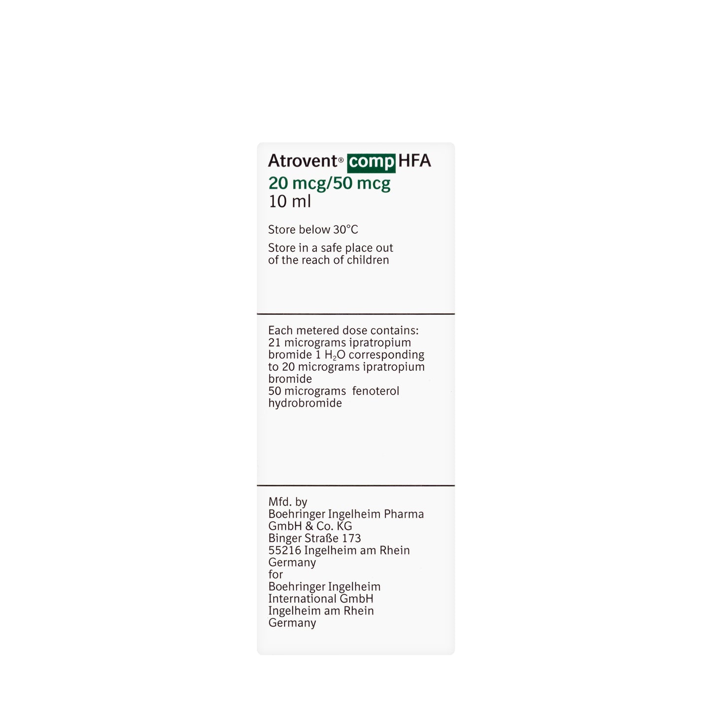 Atrovent Comp Hfa 20/50Mcg Inhaler 10Ml