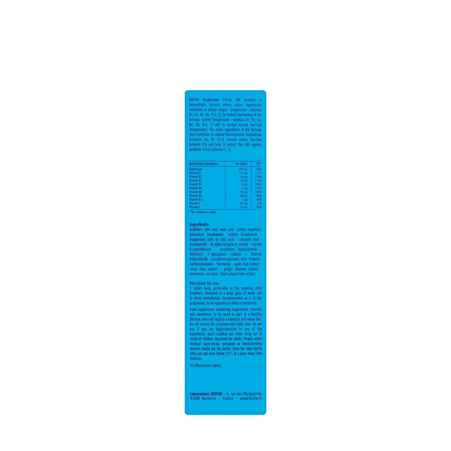 Biofar Magnesium Complex  15 Effervescent Tablets