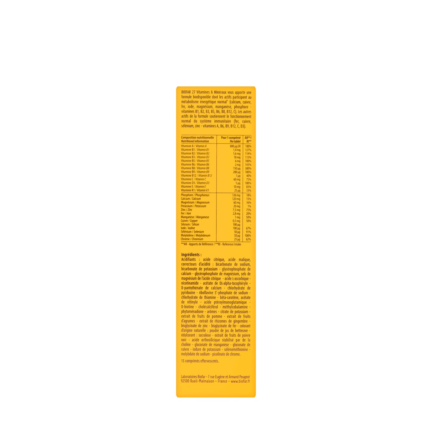 Biofar 27 Vitamins & Minerals 15 Effervescent Tablets