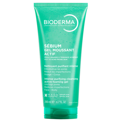 Bioderma Sébium Gel Moussant Actif (Intense Purifying Cleansing Gel) 200 Ml