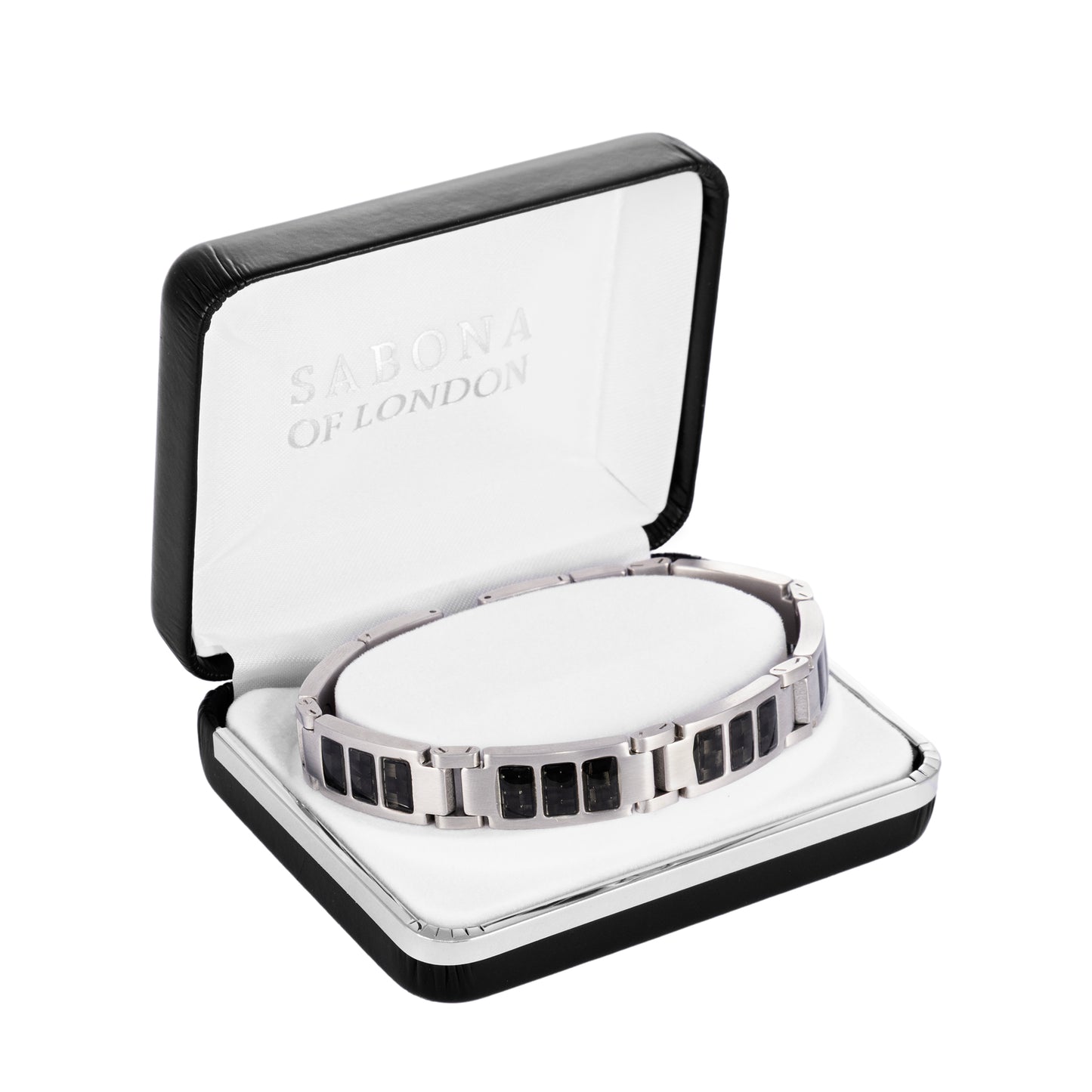 Sabona 350 Black Carbon Stainless Magnetic Bracelet [Large]