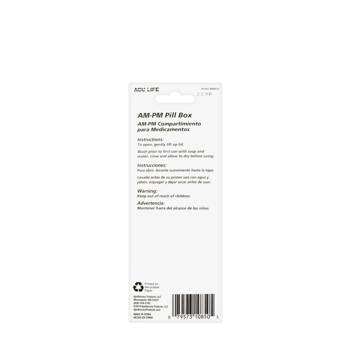Acu-Life Am/Pm Pill Box [400850/858]