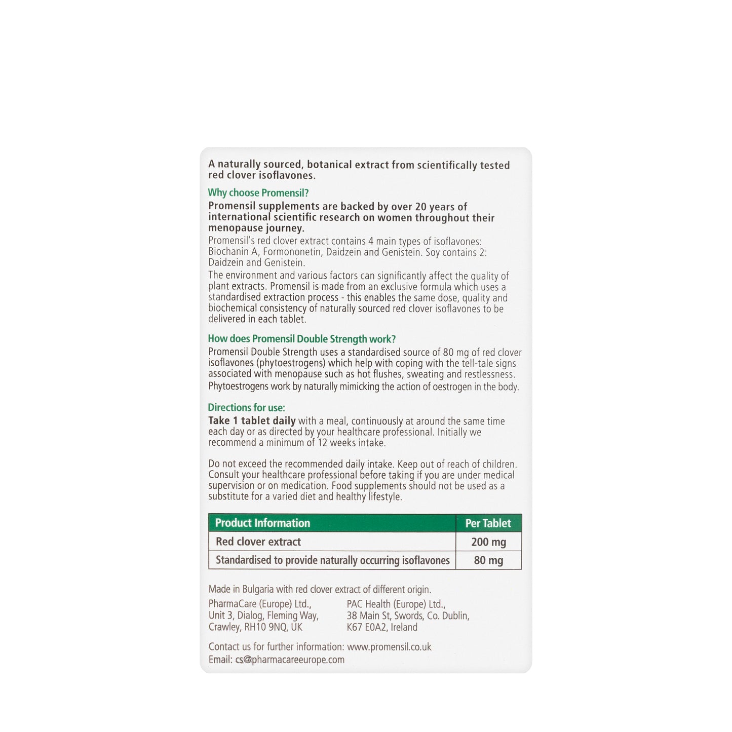 Promensil Menopause 80mg [Double Stregnth] 30 Tablet
