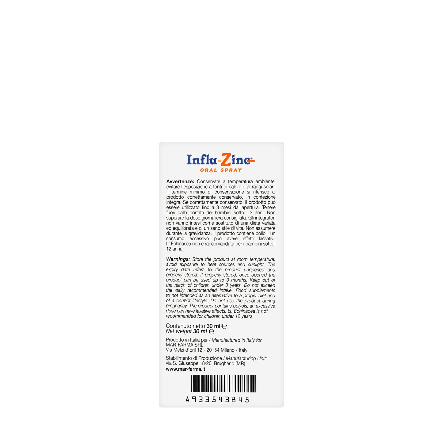 Influ Zinc Oral Spray 30ml
