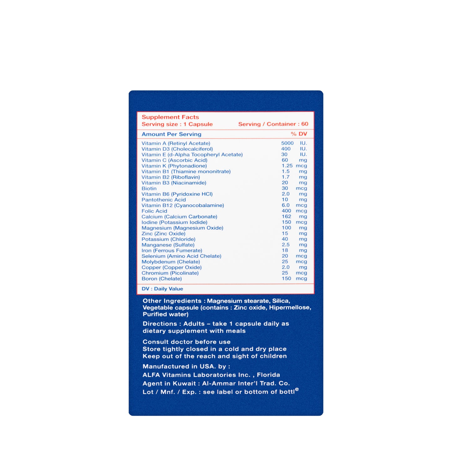 Ultra Vit Multi-Vitamins And Minerals 60 capsules