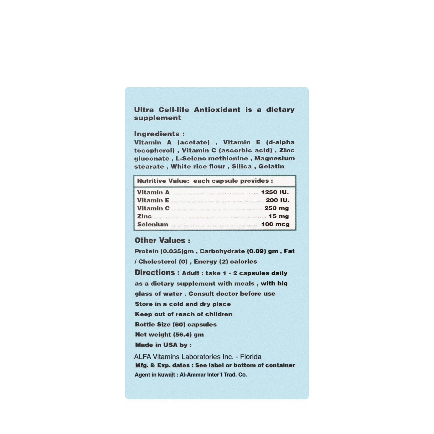 Ultra cell-life Antioxidant 60 Capsule