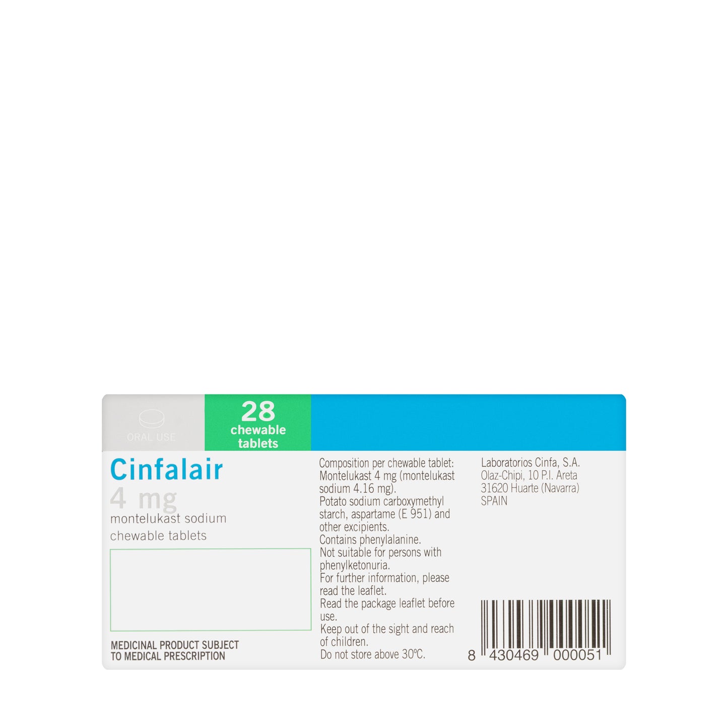 Cinfalair 4Mg 28 Chewable Tablets
