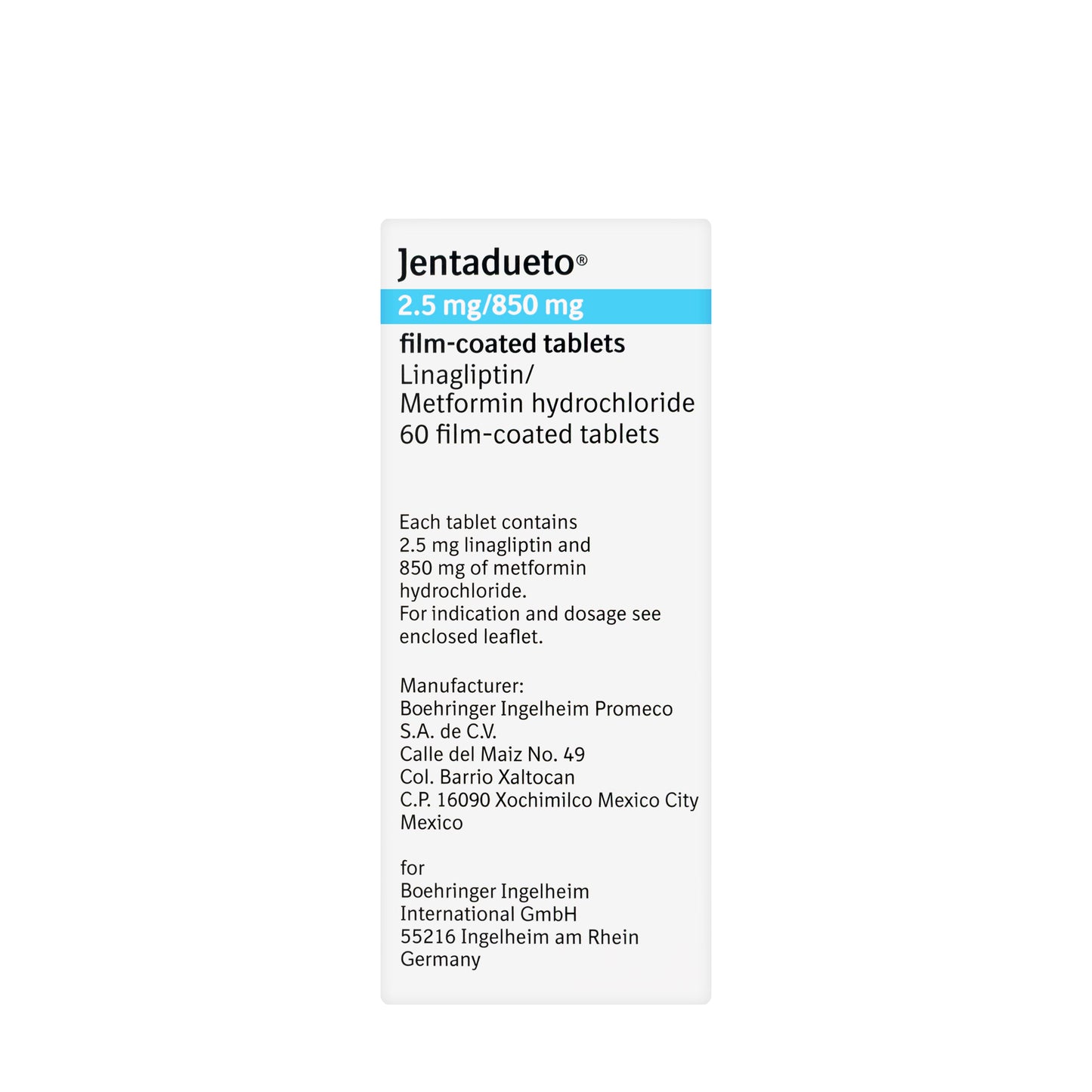 Jentaduteo 2.5/850Mg 60 Tablets