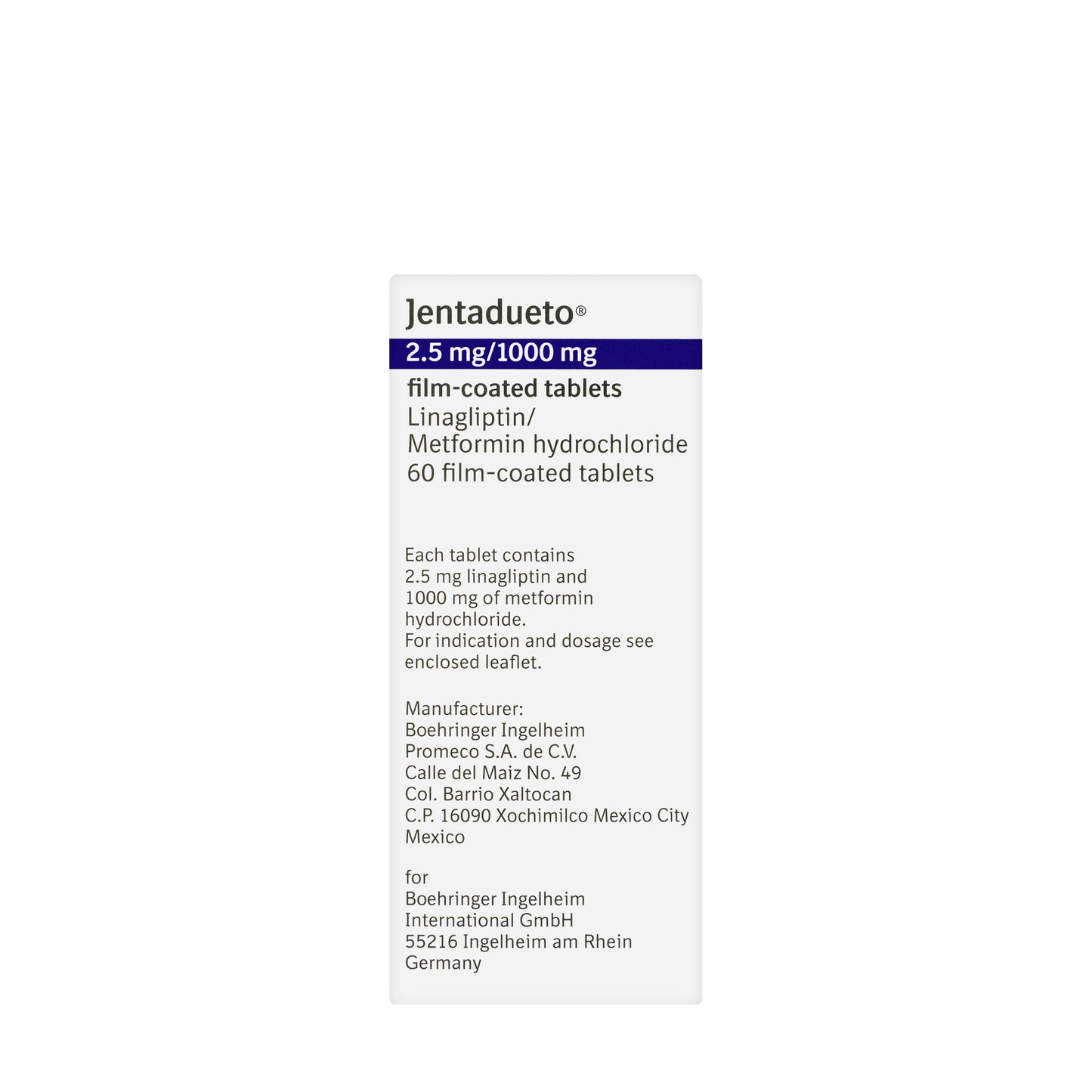Jentaduteo 2.5/1000Mg 60 Tablets