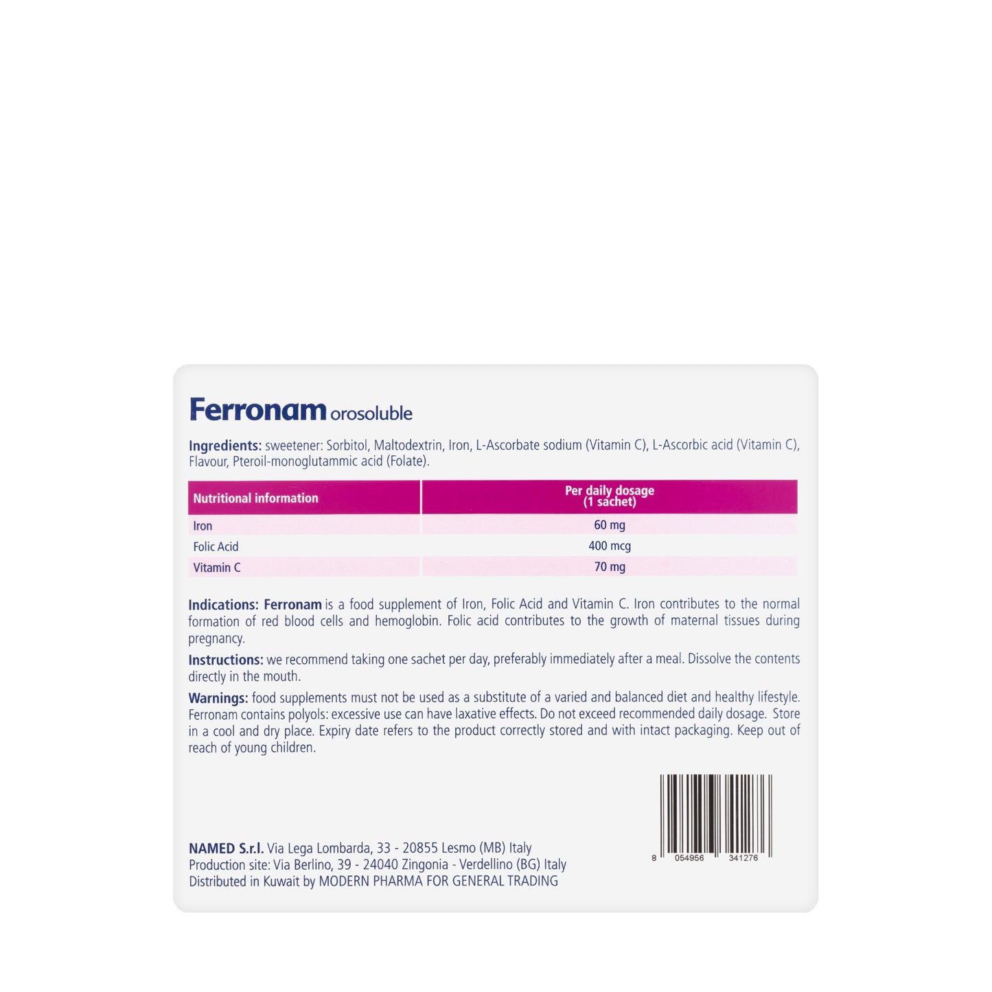 Ferronam 28 Oral Sachets