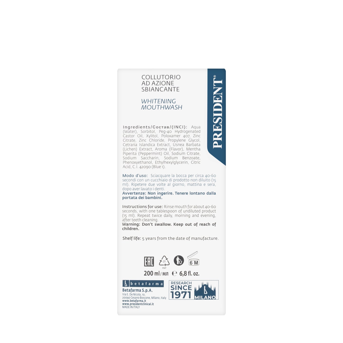 President Daily White Mouthwash 250ml