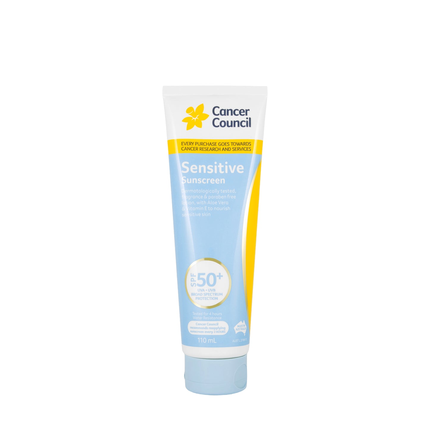 Cancer Council Sensitive Sunscreen SPF50+ Lotion 110 Ml