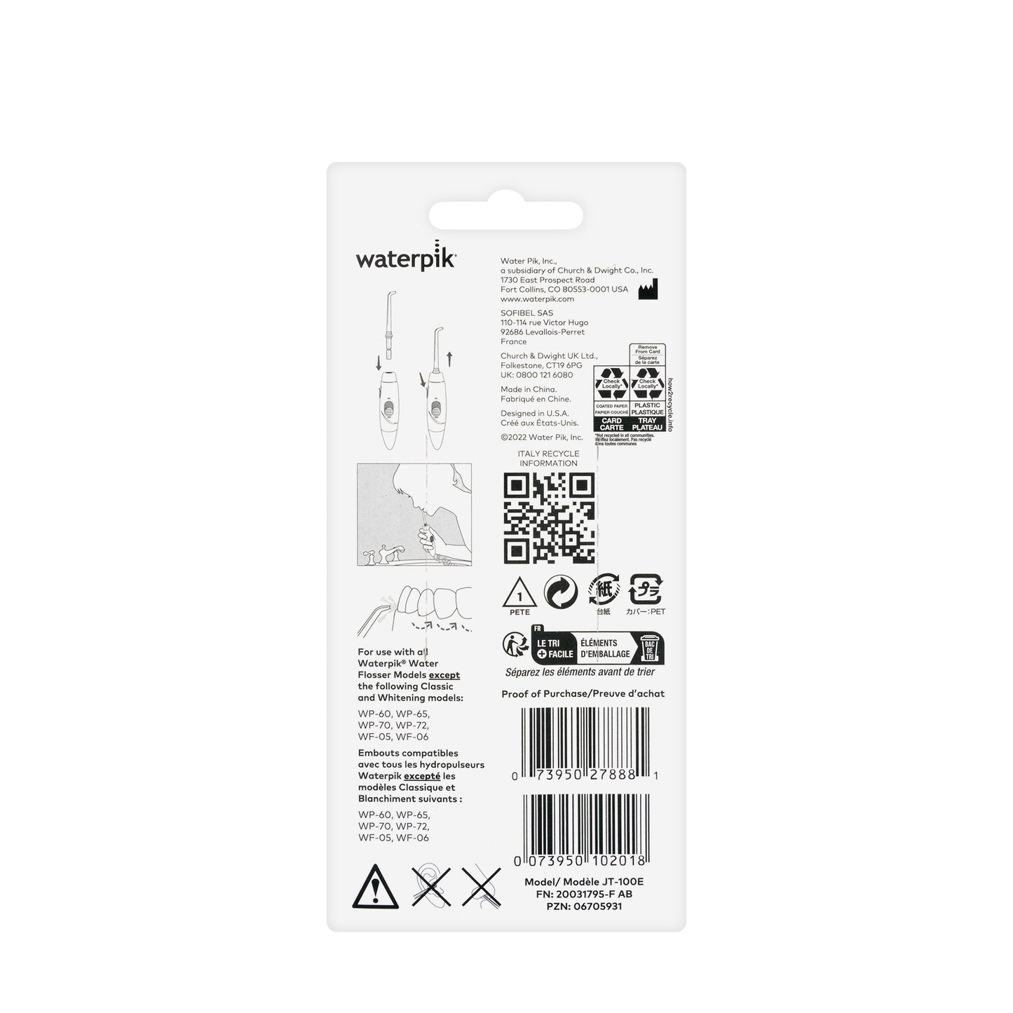 Waterpik Classic Jet Tips 2 Tips JT-100E