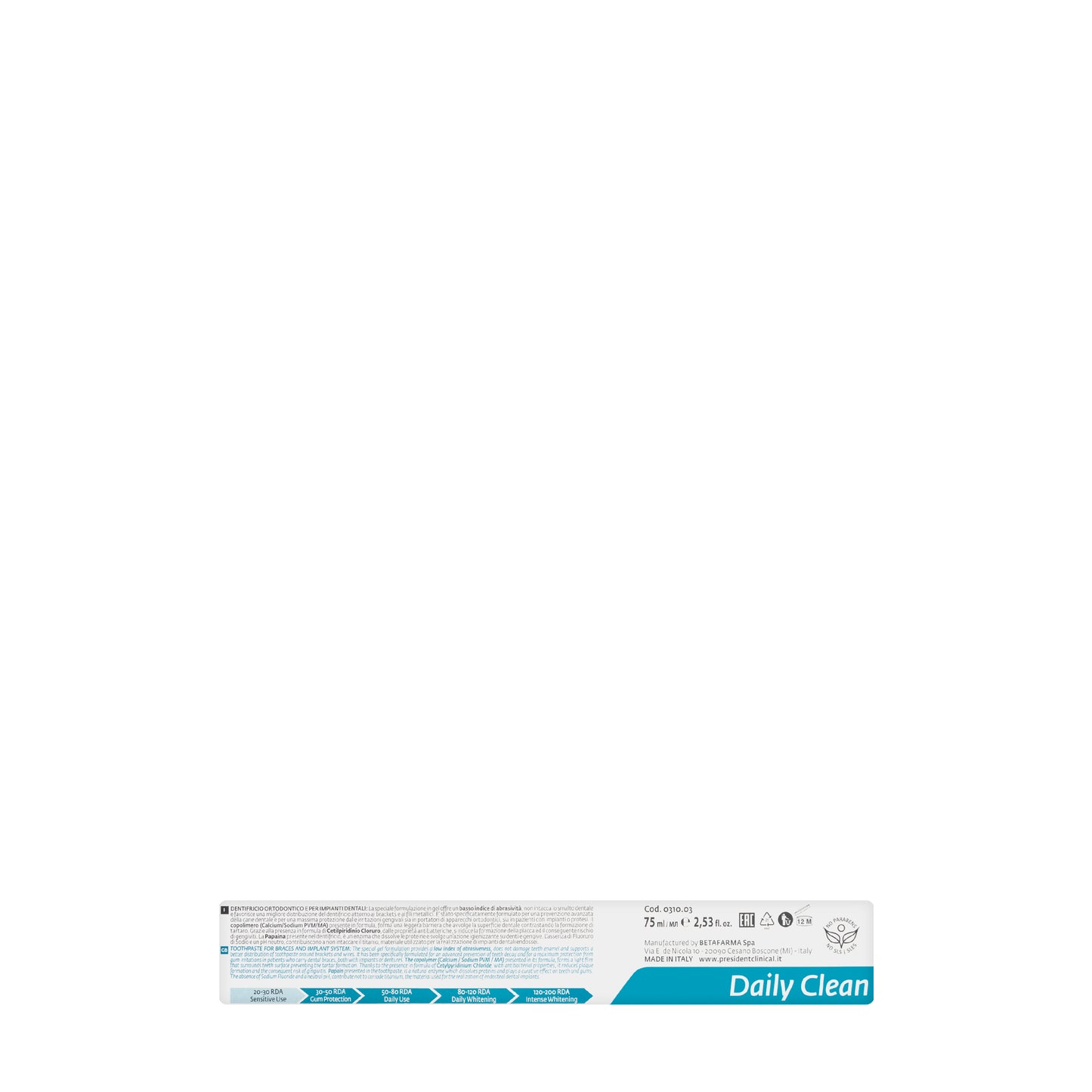 President Daily Clean Ortho Implant Toothpaste 75ml
