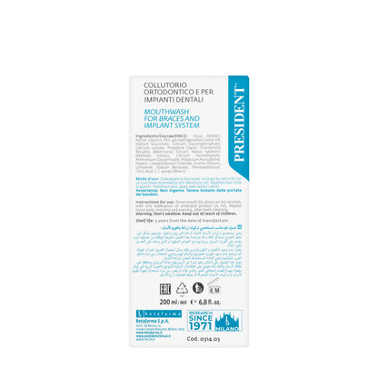 President Daily Clean Ortho Implant Mouthwash 250ml