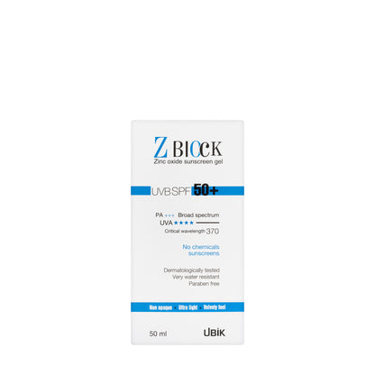 Zblock UVB SPF 50+ Sunscreen Gel 50 ml