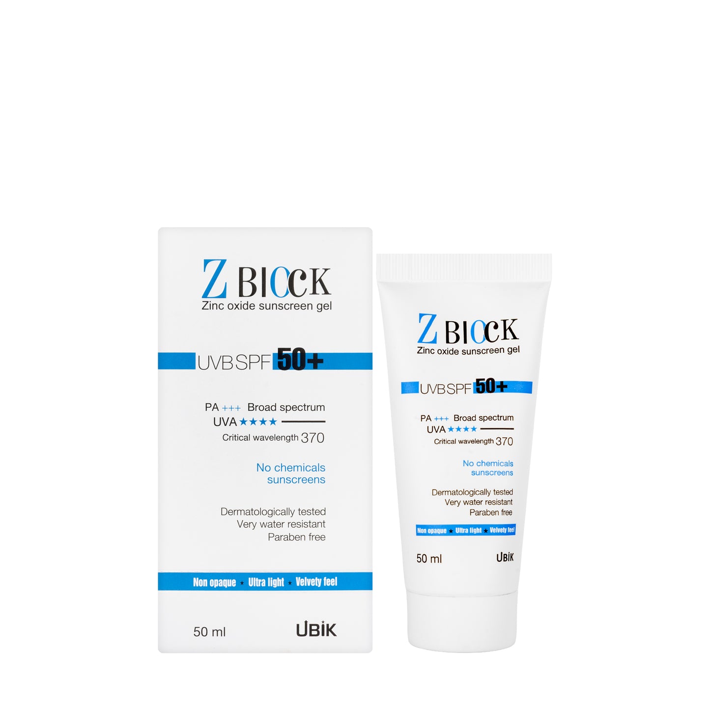 Zblock UVB SPF 50+ Sunscreen Gel 50 ml