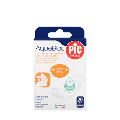 Pic Solution AquaBloc waterproof Plaster with antibacterial 19X72 Mm [Medium] 20 Pieces