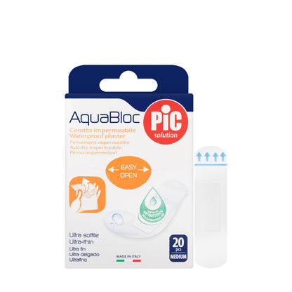 Pic Solution AquaBloc waterproof Plaster with antibacterial 19X72 Mm [Medium] 20 Pieces